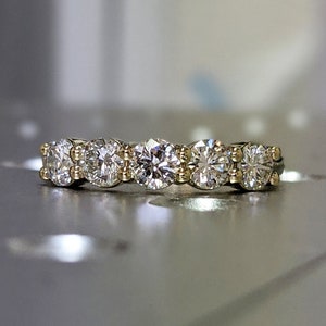 1 Carat 5 Stone Diamond Anniversary Ring Band 14K Yellow Gold, Anniversary Gift For Her, 5 year anniversary gift, half eternity band