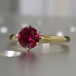 Ruby Ring, Unique Engagement Ring, Solitaire Ring, Round Ruby Ring, Ruby Jewelry, Ruby Solitaire, Gemstone Solitaire, Beautiful Ring, Red