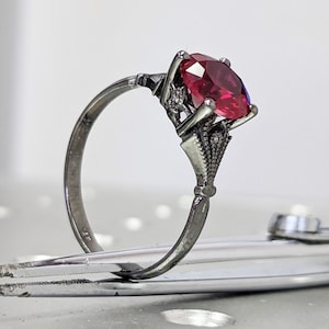 Vintage ruby engagement ring 14k black gold diamond Art deco wedding ring diamond Vintage Filigree Ring engagement anniversary promise