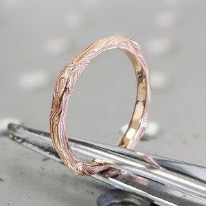 14k Gold Thin Twig Wedding Band, Gold Twig Ring, 14k Gold Twig Nature Band, Rose Gold Twig Ring, 14k Gold Twig Ring, Thin Twig Band
