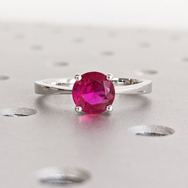 Ruby Ring, Unique Engagement Ring, Solitaire Ring, Round Ruby Ring, Ruby Jewelry, Ruby Solitaire, Gemstone Solitaire, Beautiful Ring, Red