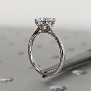 Tulip Ring Diamond Engagement Ring For Women 14K Solid White Gold Ring Round Engagement Ring Floral Ring Organic Flower Nature Inspired Ring