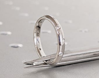 ダイヤモンドエンゲージリング、プラチナジグザグ3mm結婚指輪、ユニ