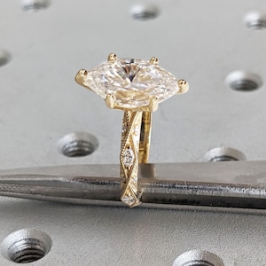 2 Carat Marquise Diamond Engagement Ring | Genuine Lab Grown Diamond Anniversary Ring | Unique Proposal Ring for Her | 6 Prong Setting Ring