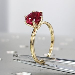 Ruby Ring, Unique Engagement Ring, Solitaire Ring, Round Ruby Ring, Ruby Jewelry, Ruby Solitaire, Gemstone Solitaire, Beautiful Ring, Red