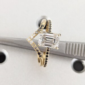 Vintage Moissanite Engagement Ring Set Unique Yellow Gold Engagement Ring Set Dainty Diamond Bridal Set Promise Ring Anniversary Gift