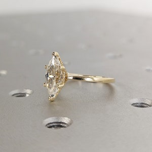 1.5 Carat Marquise Engagement Ring, Marquise Moissanite Solitaire Engagement Ring, Wedding Ring, Anniversary Ring 14K Solid Real Yellow Gold
