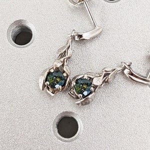 14K Gold Montana Sapphire Stud | Sapphire Earring | Teal Sapphire | Everyday Wear | September Birthstone | Blue Green Gemstone Woman Earring