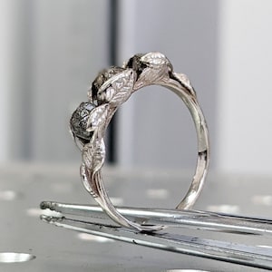 Rohdiamant - Verlobungsring - 14k Roségold Rohdiamant Ring - 3 Diamantringe - Jahrestagsring - Trauring