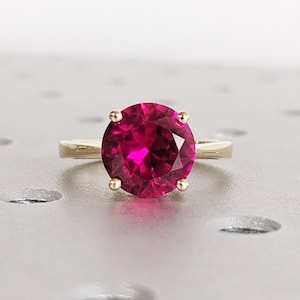 Ruby Ring, Unique Engagement Ring, Solitaire Ring, Round Ruby Ring, Ruby Jewelry, Ruby Solitaire, Gemstone Solitaire, Beautiful Ring, Red