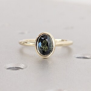 One of a Kind Montana Sapphire Ring | Blue Green Sapphire Diamond Cluster Ring | Vintage Inspired Teal Sapphire Engagement Ring in 14K Gold
