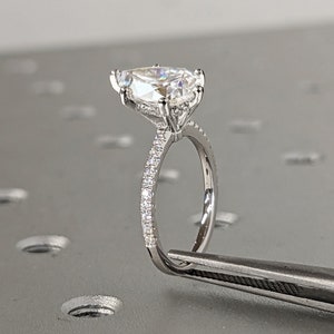 Elegant 2.5ct Pear Cut Lab Diamond Hidden Halo Engagement Ring |  14K White Gold Proposal Ring | Custom Solitaire Ring Wedding Jewelry