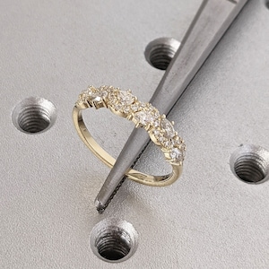Multi Shape Moissanite Wedding Band Unique Cluster Multi Cut Pear Round Diamond Ring 14K Yellow Gold Ring Dainty Gold Band Anniversary Gift