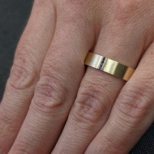 Gold Men&#39;s Sapphire Ring - Sapphire Ring Men - Sapphire Wedding Band - 5mm Band With Sapphires - Unique Mens Band - 14k Gold - Ring For Men