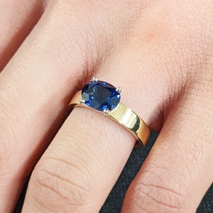 September Birthstone Blue Sapphire Ring 14K Gold | Promise Ring Lab Grown Sapphire Engagement Ring | Wedding Anniversary Ring Gift for Wife