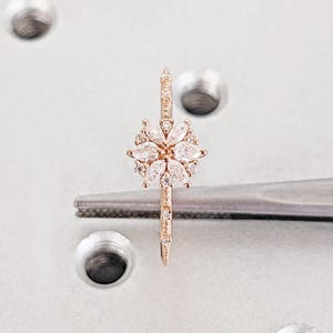 14K Rose Gold Flower Diamond Engagement Ring • Natural Diamond Petals Flower Cluster Ring • Daisy Flower Ring • Dainty Floral Promise Ring