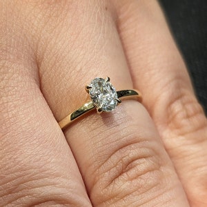 Minimalist 0.5ct Oval Lab Diamond 14K Yellow Gold Solitaire Promise Ring