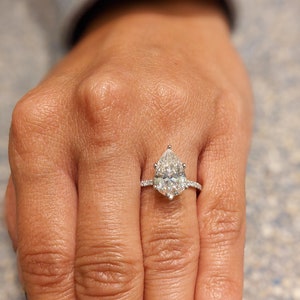 14K Solid Gold Engagement Ring / 3CT Pear Moissanite Diamond Wedding Ring/Moissanite Engagement Ring/Stack Ring/Promise ring/Rose gold