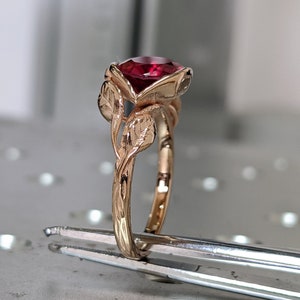 2ct Ruby Engagement Ring, Leaves Ring Ruby Ring, Ruby Engagement Ring Leaf Engagement Ring Rose Gold Ruby Ring, Leaf Ring, Nature Ring