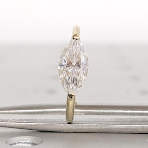 East West Ring, Marquise Engagement Ring, Lab Grown Diamond Ring, 14k Gold Promise Ring for Her, Marquise Cut Diamond, Unique Solitaire Ring