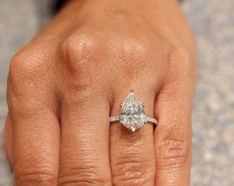 Anello di fidanzamento in oro massiccio 14K / 3CT Pera Moissanite Diamond Wedding Ring/Moissanite Engagement Ring/Stack Ring/Promise ring/Rose gold