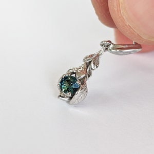 Premium Green Teal Sapphire Stud Earring | Leaf Earrings | Screw Back Earring | Solitaire Earring | Women Jewelry | Anniversary Gift For her