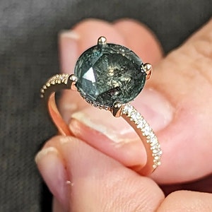 3ct Classic Round Salt and Pepper Diamond engagement ring , 3ct Diamond Ring, 4 Prong Round Wedding Ring, Simple Promise Ring, Hidden Halo