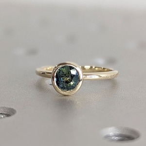 One of a Kind Montana Sapphire Ring, Blue Sapphire Diamond Cluster Ring, Vintage Inspired Blue Sapphire Engagement Ring, 14K Gold Green Teal