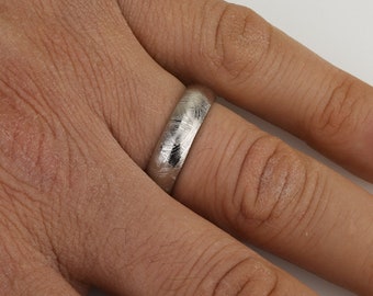 OFERTA - Anillo de Meteorito 'Raíz de la Felicidad' - Anillo de Meteorito - Anillo de Meteorito Natural - Banda de Meteorito - Anillo de Meteorito - Meteorito de Gibeón
