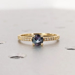 Vintage Alexandrite Engagement Ring | Pear Cut Alexandrite Moissanite Wedding Band | Multi Stone Unique Women Bridal Promise Ring Customized