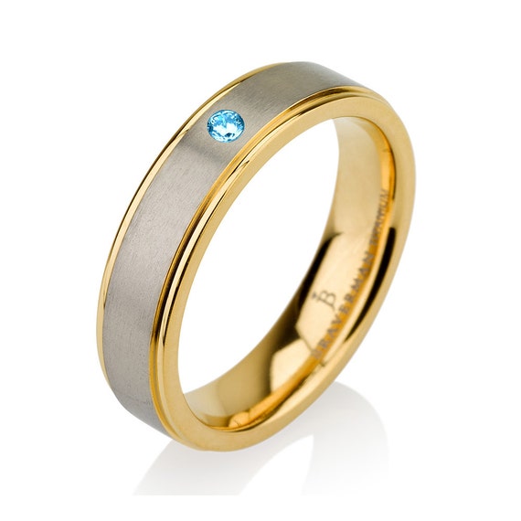 Fedi nuziali da uomo, fascia in oro giallo 14k, fascia in titanio