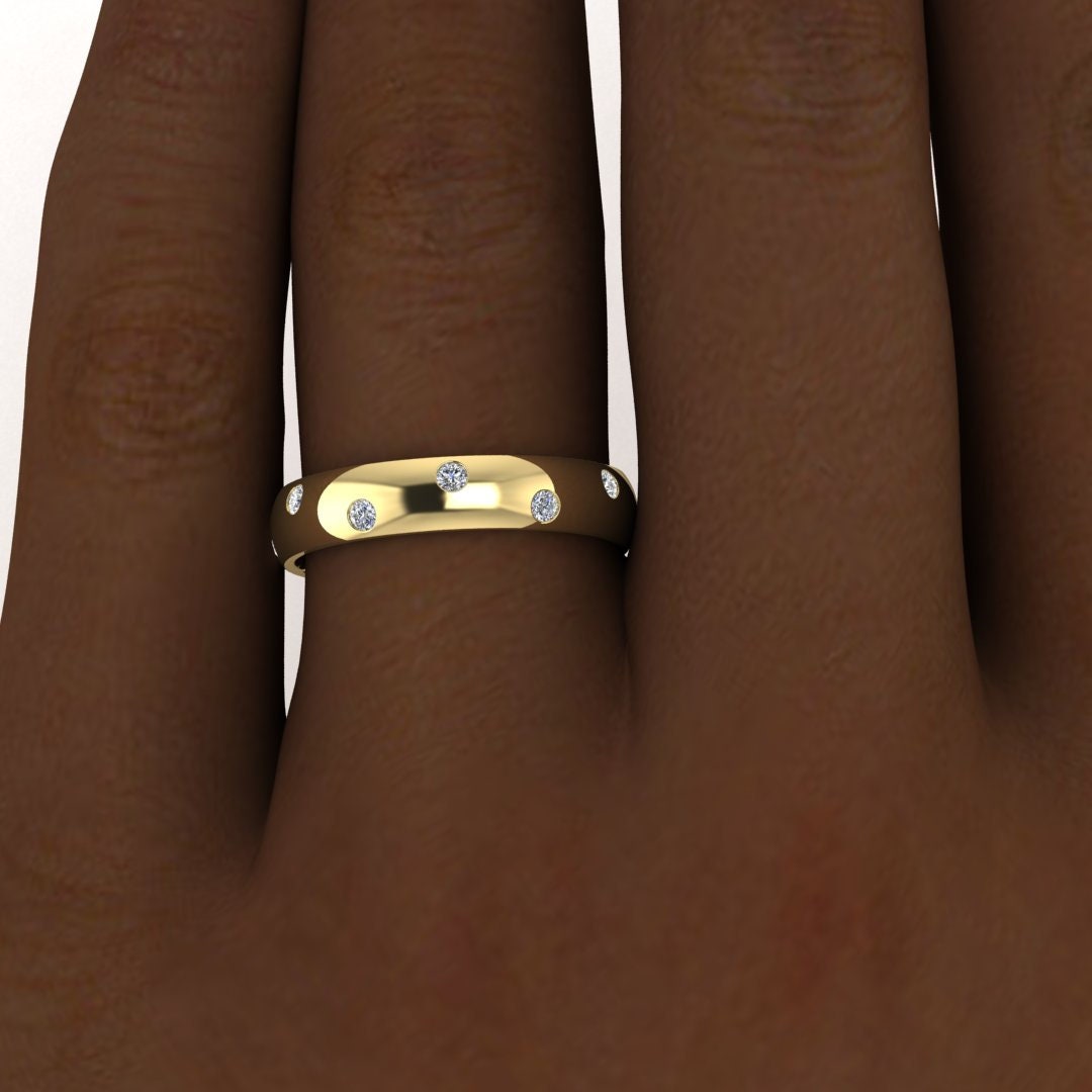 4mm Zig Zag Rose Gold Flush Set Diamond Band - Rounded
