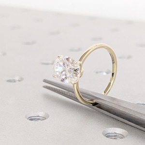 14K Yellow Gold Moissanite | 4 Prong Dainty Minimalist Oval Engagement Rings for Women | Minimalist Oval Solitaire Ring | Anniversary Gift