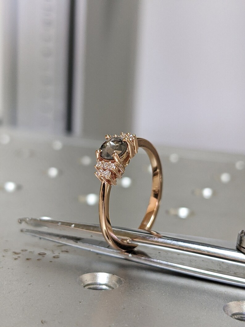 Salt and Pepper Diamond Ring Engagement Ring Vintage Etsy