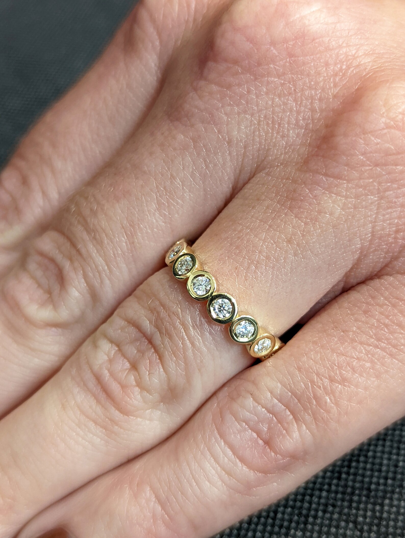 14k 18k Gold Full Diamond Moissanite Eternity Ring, Stackable Ring ...