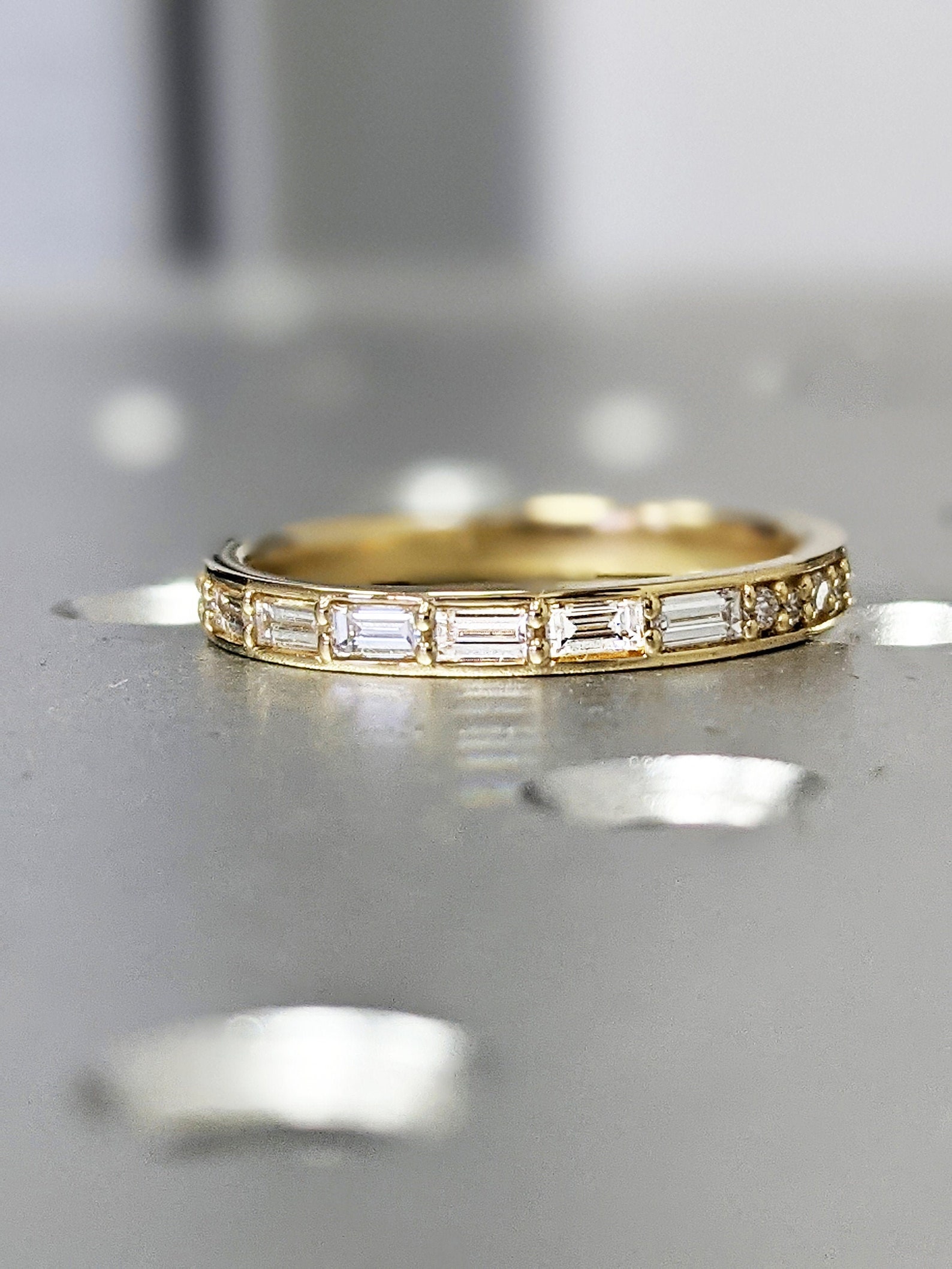 Baguette Wedding Band / 14k Gold 4 Baguette Diamond Women's Wedding Baguette Wedding Band / 14k Gold 4 Baguette Diamond Women's Wedding