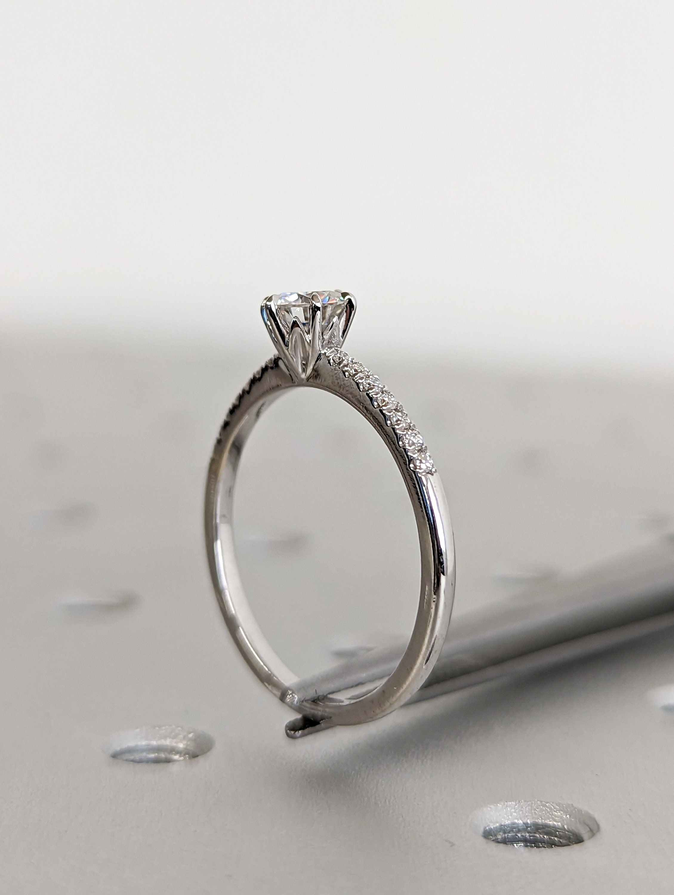 Anello Moissane riempo in oro 14 carati Perline fatte a