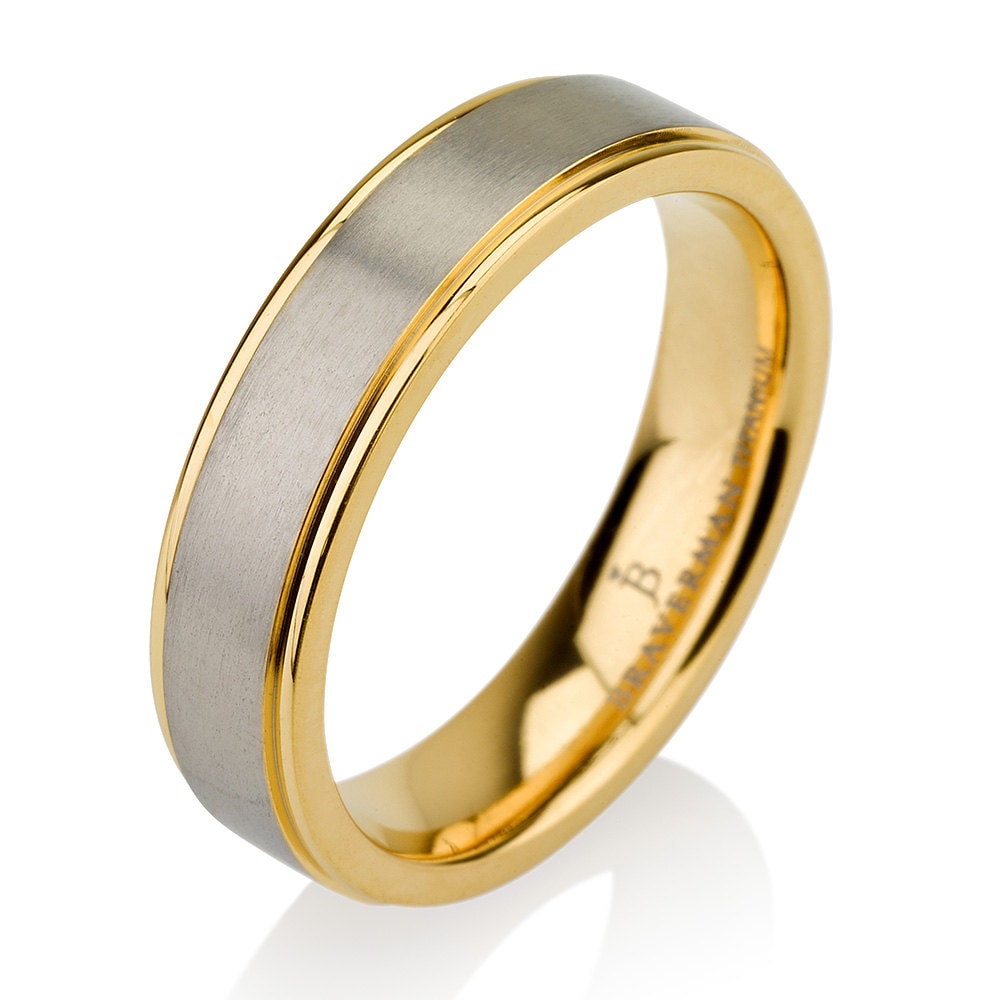 Mens Titanium Wedding Band Ring 5mm 8-12 Sizes 14k Yellow | Etsy