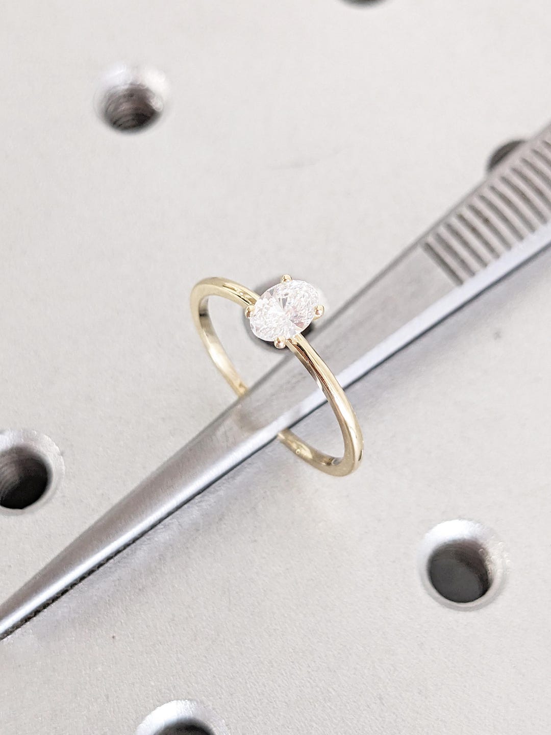 Oval Moissanite Engagement Ring | 14k Solid Gold Ring | Dainty ...