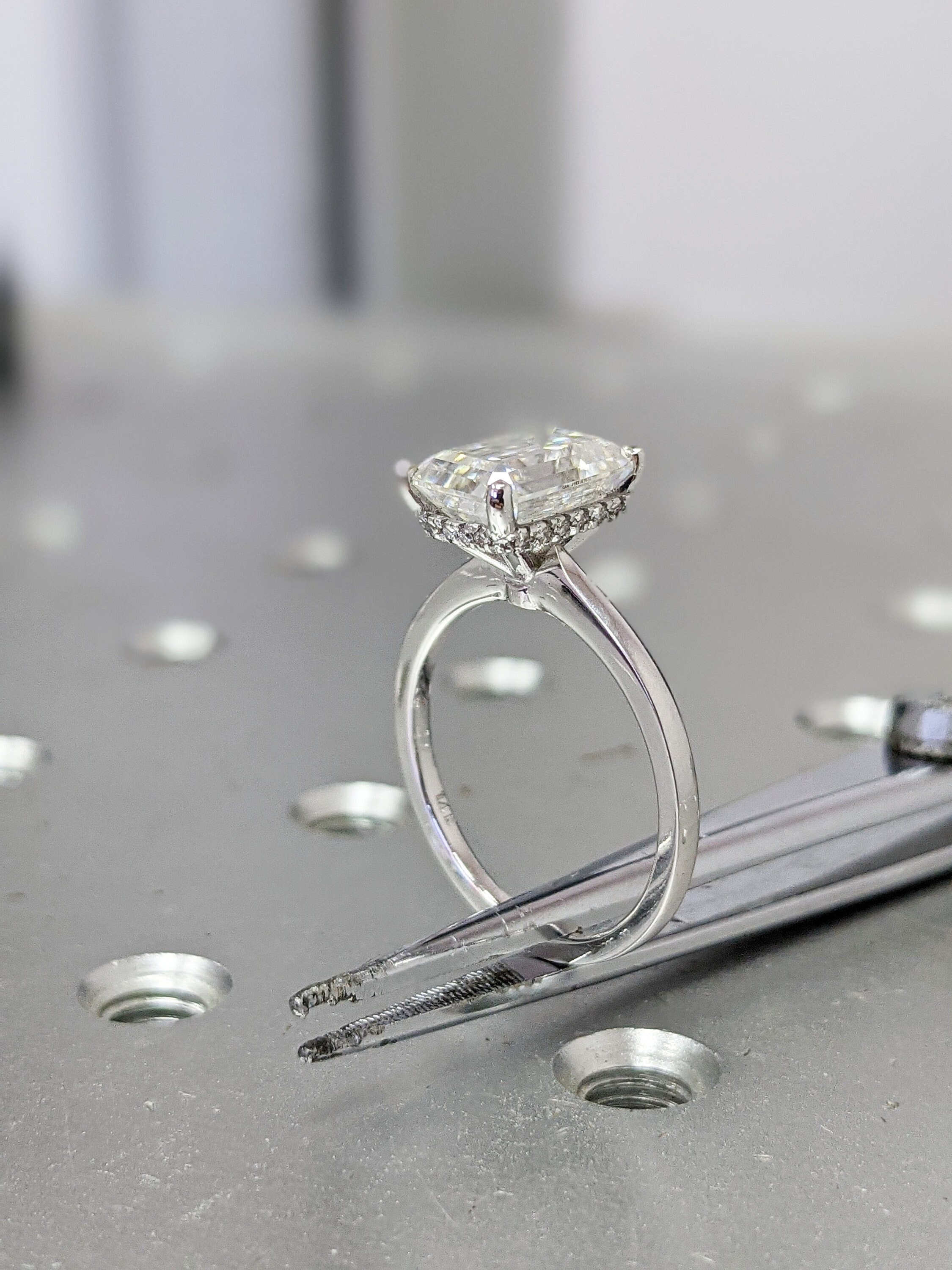 Solitaire hidden halo engagement ring best sale