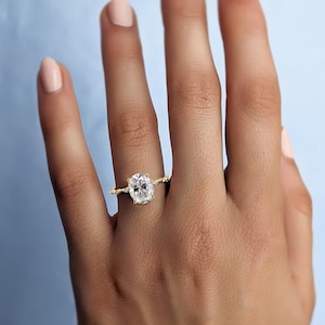 2 CT Oval Diamond Thin Engagement Ring | 2 Carat Oval Lab Grown Diamond Ring | Dainty Ring | 14k Gold Elongated Oval Diamond | VS1 F