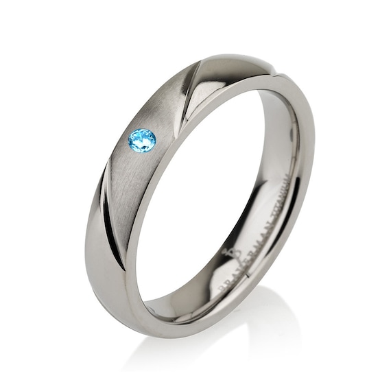 Alliance en titane aigue-marine mm, bagues en titane pour femme