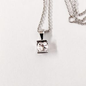 Simple Colorless Moissanite Round Pendant Necklace | 14k 18k White Gold Necklace for Women | Solitaire Necklace Gift for Her | Gold Chain