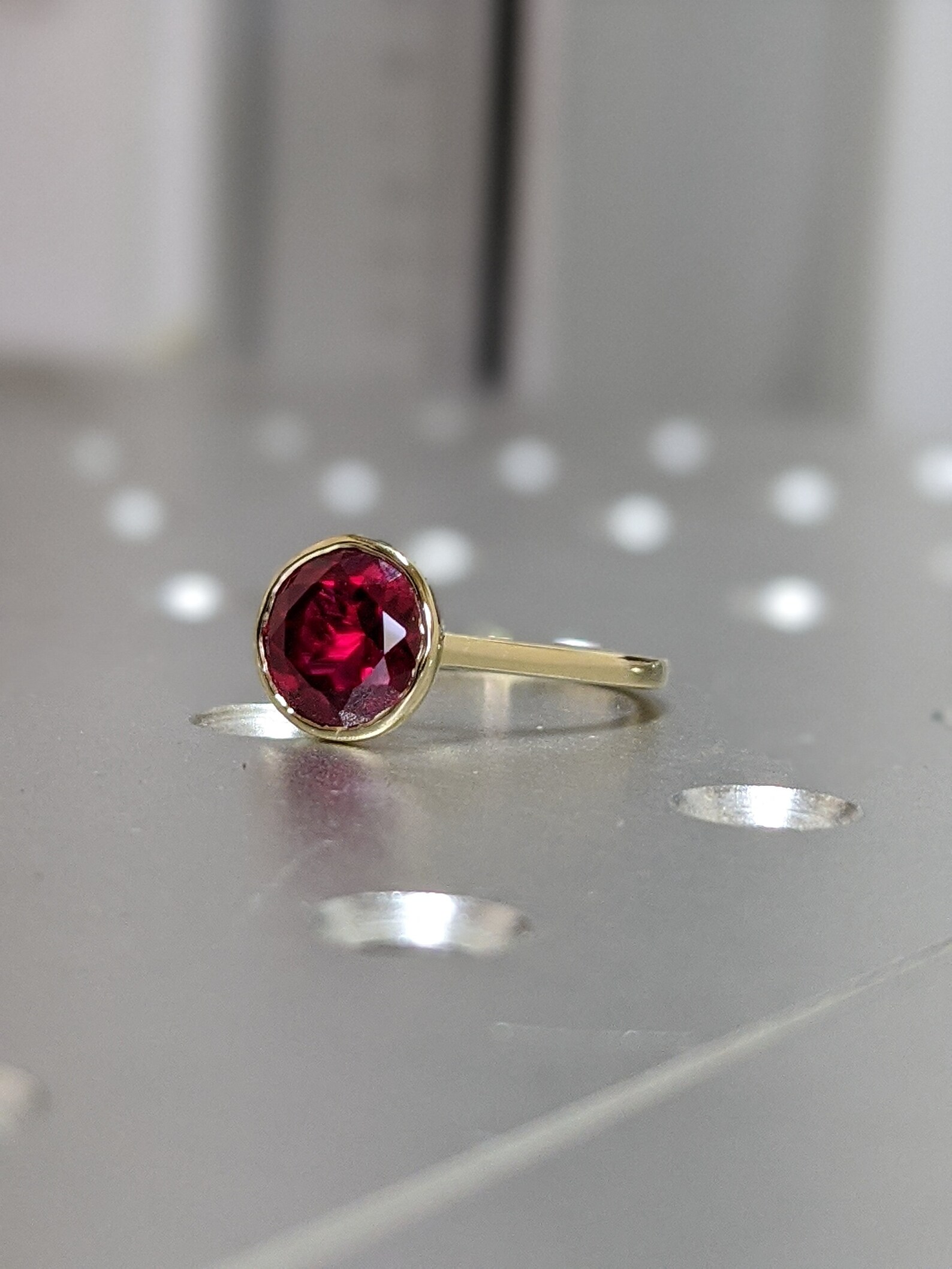 14k Rose Gold Floating Bezel Ruby Ring Ruby Engagement Ring | Etsy