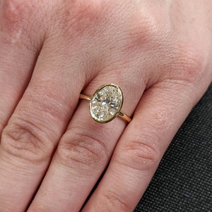 Oval Cut Moissanite Solitaire Ring, 14K Yellow Gold Engagement Ring ...