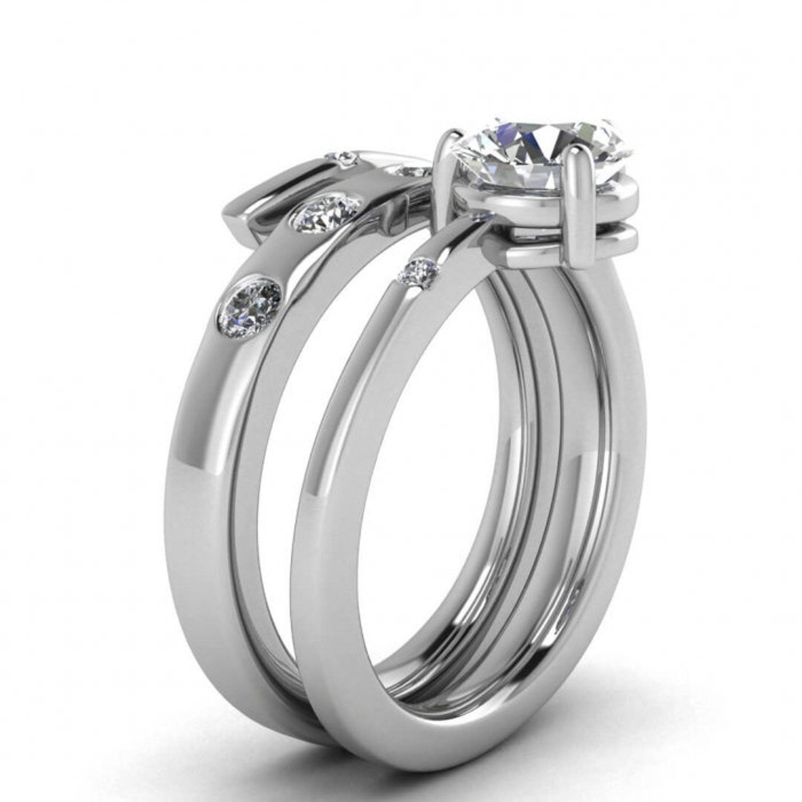 Raw Salt and Pepper Diamond Ring White Gold Nature Inspired Etsy