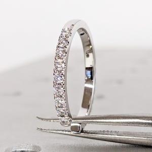 Open Wedding Band, Open Diamond Ring, Bridal Stacking Wedding Ring, 14K 18K White Gold Ring, Moissanite or Lab Grown Diamond Band, Cuff Ring