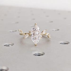 Marquise Diamond Engagement Ring | Certified Lab Grown Diamond Anniversary Ring | Unique Proposal Ring for Her, Claw Prong Setting Ring Gift