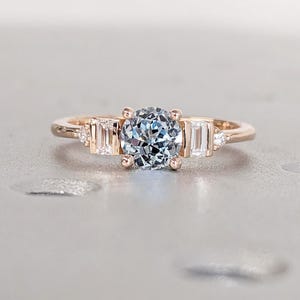 Aquamarine 14K Solid Gold Ring | Something Blue Engagement Ring For Women | Round Cut Aquamarine Ring | March Birthstone Ring Gift For Her
