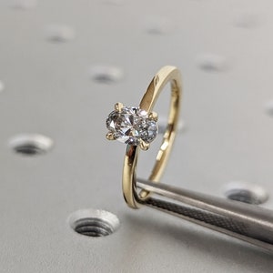 Talon Prong 0.5ct Oval Lab Diamond 14K Yellow Gold Solitaire Promise Ring